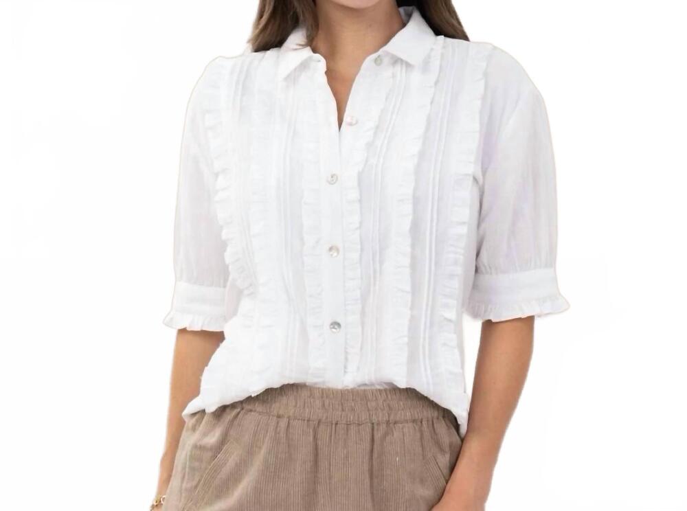 NEW IVY JANE the magnolia tuxedo gauze shirt in white